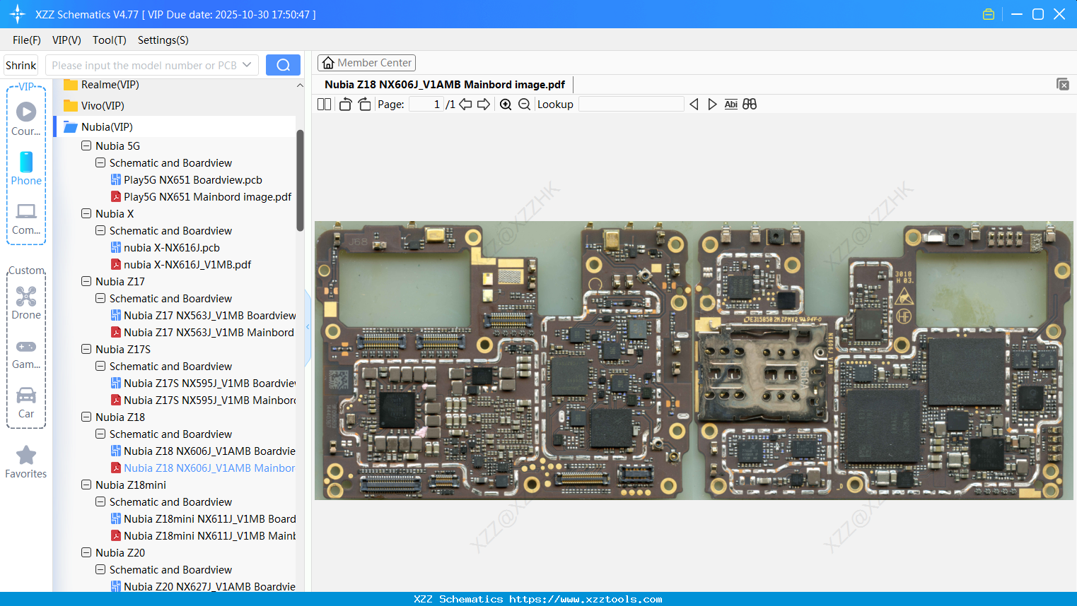 Nubia Z18 NX606J_V1AMB Mainbord Image